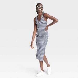 A New Day Women's Rib Knit Ruched Midi Dress